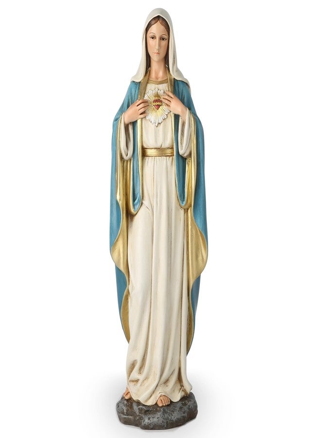 BC BUILDCLASSIC BC Catholic Immaculate Heart of Virgin Mary Statue, 16.5" H Holy Mother Figure for Altar, Religious Gift Home Decor Renaissance Sculpture Handmade by Buildclassic - Image 1